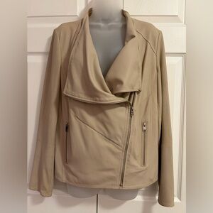 LAMARQUE Lamarque Jacket Beige Tan Lambskin Leather Moto Jacket size Medium
